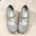 thumbnail image 2 of Kushyshoo Girl Mary Jane Shoes Low Heel Rhinestones Princess Flats Silver Dress Pump Shoes for Big Kid Size 3, 2 of 5