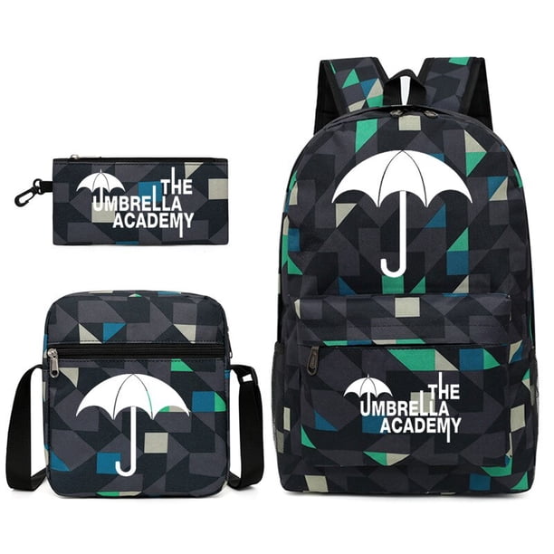 Hiphop TV the umbrella academy mochila impresa para estudiantes, bolsa de viaje para ordenador portátil, bolso de hombro, estuche para lápices, 3 piezas por juego Fivean unisex