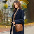 thumbnail image 4 of Leather Crossbody Shoulder Bag for Women | Vintage Style Purse | Adjustable Strap | Multi-Layer Large Capacity | Everyday Use | Durable Elegant Accessory | 23x20x10cm | Black Brown, 4 of 9
