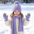 thumbnail image 2 of Toddler Hats, Gloves and Scarves Sets Winter Warm Knit Thick Thermal Stretchy Ski Head Hat Scarf Gloves Set, 2 of 7