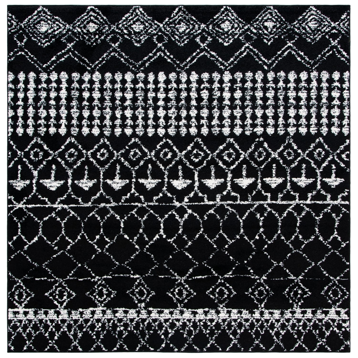 SAFAVIEH Tulum Coriander Moroccan Geometric Area Rug, Black/Ivory, 4' x 6'