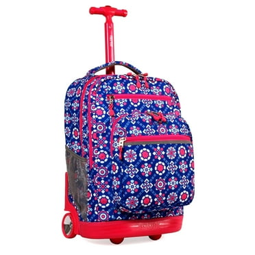 J World Girls and Womens Sundance 20" Rolling Backpack with Laptop Sleeve for School and Travel, Trinket