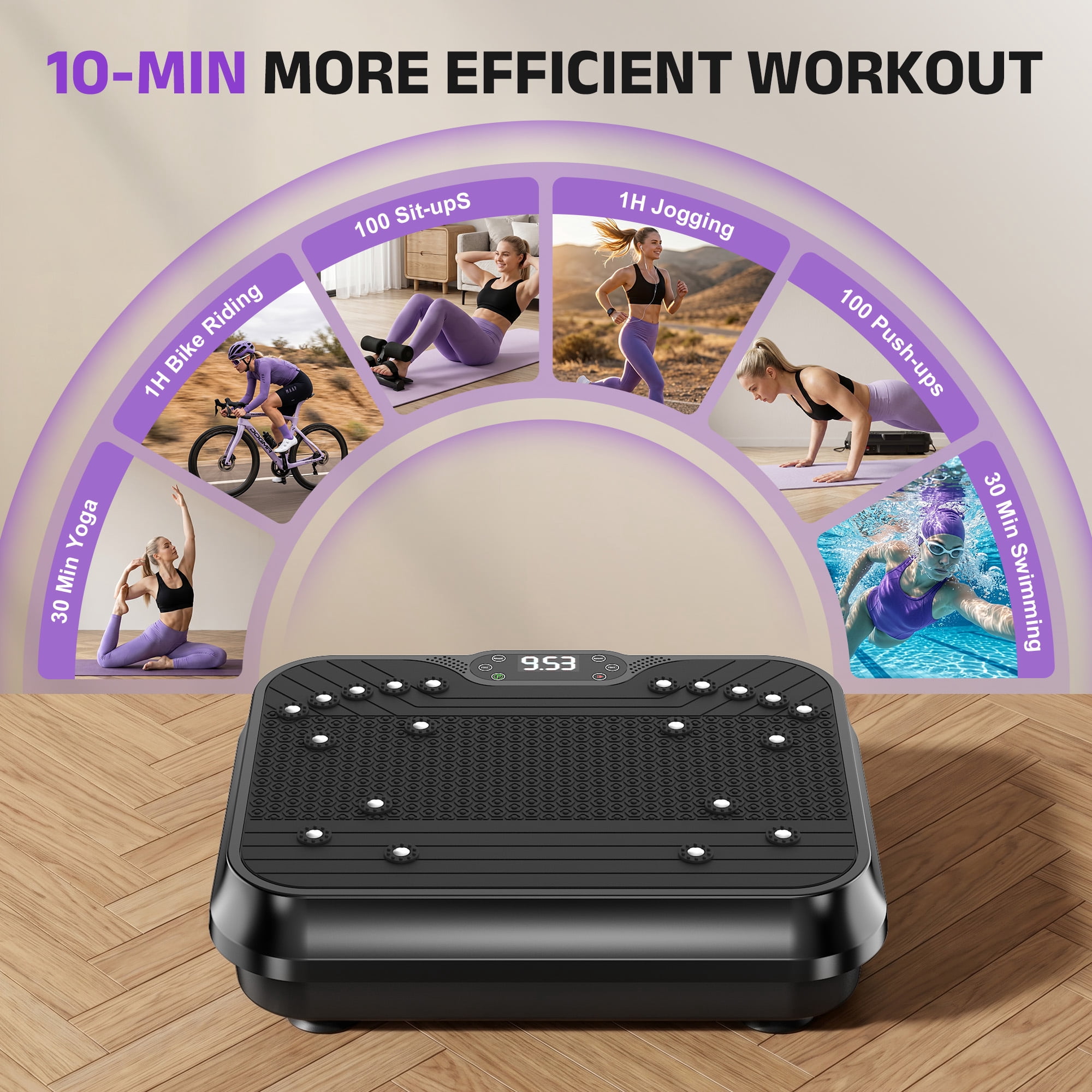 Evitormill Vibration Plate Exercise Machine, Whole Body Workout Vibration Plate for Home Fitness, 350 Lbs, Black