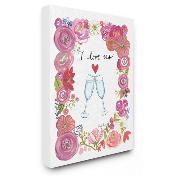 The Stupell Home Decor Collection I Love Us Flowers And Glasses Wall Art