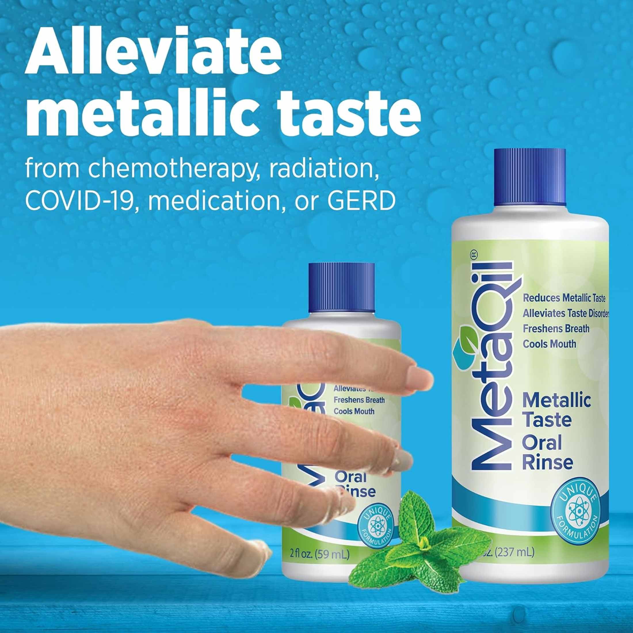 MetaQil Relieve Metallic and Altered Taste Mouthwash, Light Mint, 8 fl oz