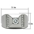 thumbnail image 2 of Mens Ring Round Cut Squared Stainless Steel Ring with AAA Grade CZ in Clear, 2 of 7