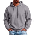 thumbnail image 2 of Loose Hoodie for Men Durable Solid Color Fashion Soft Pullover Long Sleeve Drawstring Sport Sweatshirts Men's Comfortable Casual Sweatshirts, 2 of 9