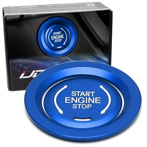 Sports Blue Engine Start/Stop Push Start Button Decoration Cover & Surrounding Ring Trim, For Chevy 2019-up Silverado, Blazer, C8 Corvette Stingray Suburban/Tahoe, Cadillac XT CT