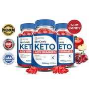 (3 Pack) Slim Candy Keto ACV Gummies 1000MG with Pomegranate Juice Beet Root B12 180 Gummys Supplement