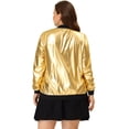 thumbnail image 4 of Women's Plus Size Jacket Bomber Jackets Lightweight with Pockets Zip Up Casual Coat Outwear Golden 2X, 4 of 6