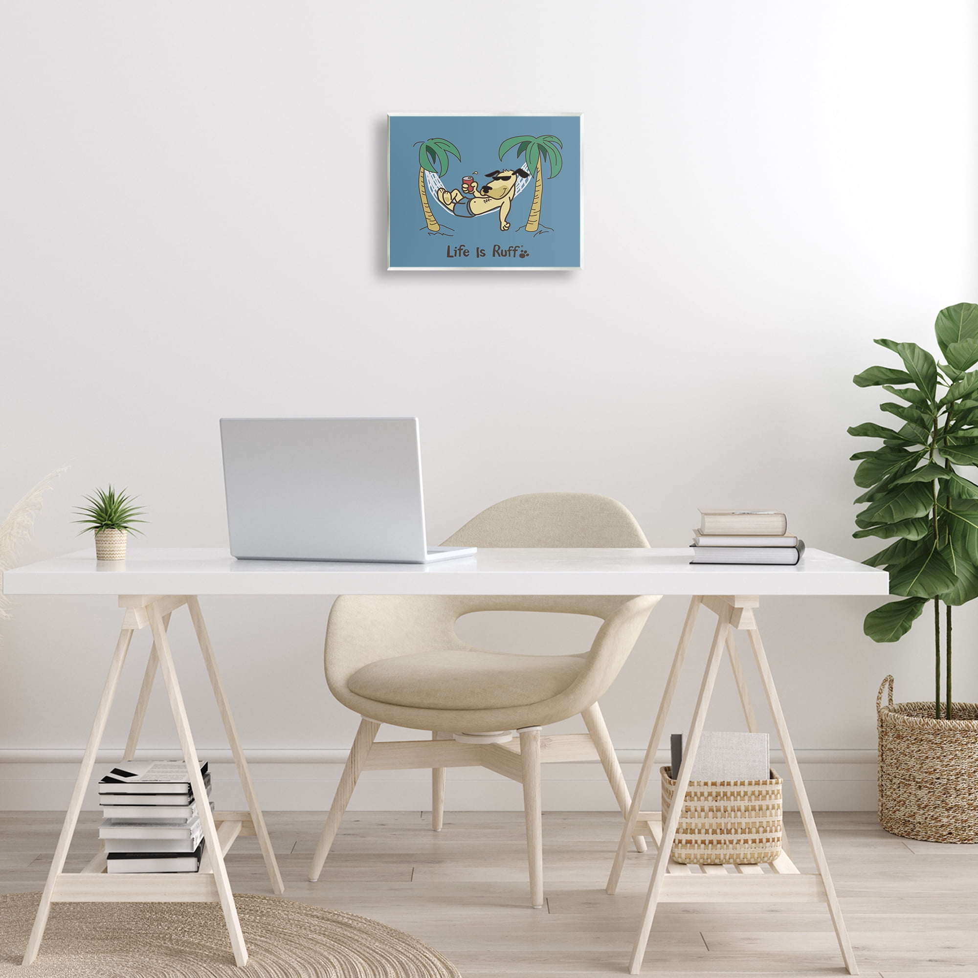 Stupell Industries Tropical Dog on Hammock Animals Painting Unframed Art Print Wall Art, 14 x 11