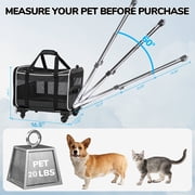 WFUN Rolling Pet Carrier with Wheels for Small Medium Dogs and Cats up to 20lb, Airline Approved Pet Dog Cat Travel Carrier Bag for Travel Flight Camping Outdoor,Black
