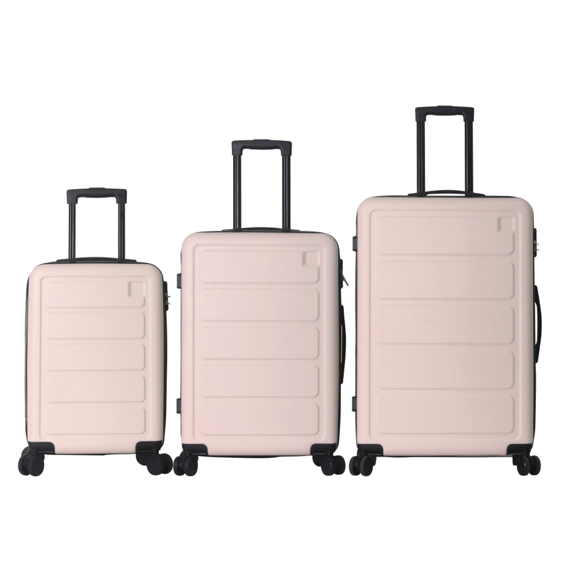 3-Piece ABS Hardshell Luggage Set, Lightweight Durable Suitcases with 4 Silent Spinner Wheels and Combination Lock, 20/24/28 Inch, Misty Rose Pink