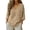 Khaki, variant on Linen Tops for Women - Plus Size Summer Gauzy Shirts 3/4 Sleeve V Neck Blouses Dressy Casual Tunic Loose Clothes with Pockcet,S
