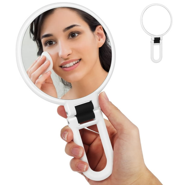 Espejo de mano, espejo de maquillaje de doble cara, espejo de aumento, espejo de escritorio plegable, espejo portátil, espejo cosmético