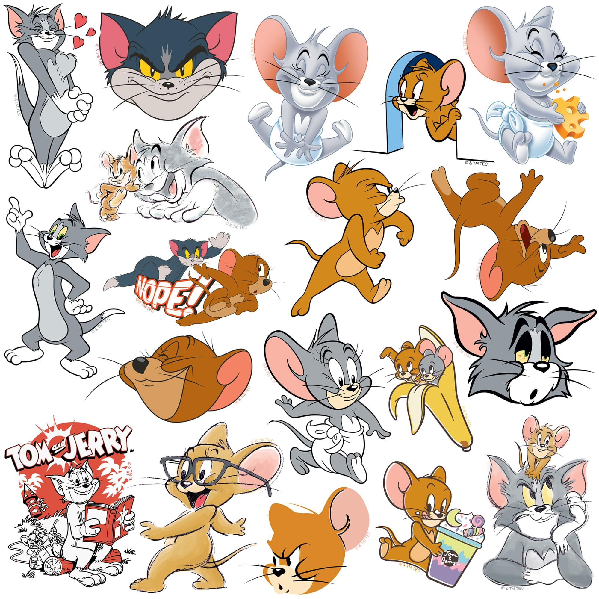 Tom and Jerry 200ct Vinyl Large Deluxe Sticker Variety Pack  Die-Cut Cartoon Decals for Laptop, Water Bottle, Scrapbooking, Tablet, Indoor & Outdoor Use