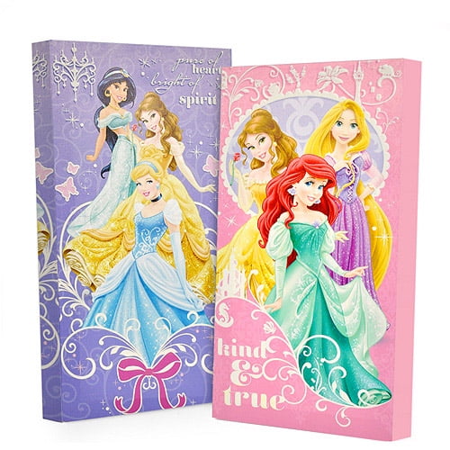 Disney Princess Glow In The Dark 2 Pack Canvas Wall Art Walmart Com