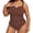 Brown, variant on CAIXIA Women's Large Size Tummy Control One Piece Swimwear Padded Swimsuit Large Bust Swimwear U Neck Summer Beachwear