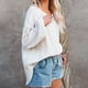 thumbnail image 2 of Blusa de mujer con volantes empalmado linterna manga larga con botones cuello en V Color puro señora Casual Top camisa para otoño blanco XL, 2 of 5