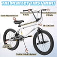 thumbnail image 3 of Korimefa Freestyle BMX Bikes, 18 inch Kids Bicycles for 7-12 Years Old Boys Child Tween Teen, with Aluminum Alloy U-Brake, Rear R-Brake, Hand Brake Levers & Front Rear Pedals, White, 3 of 13