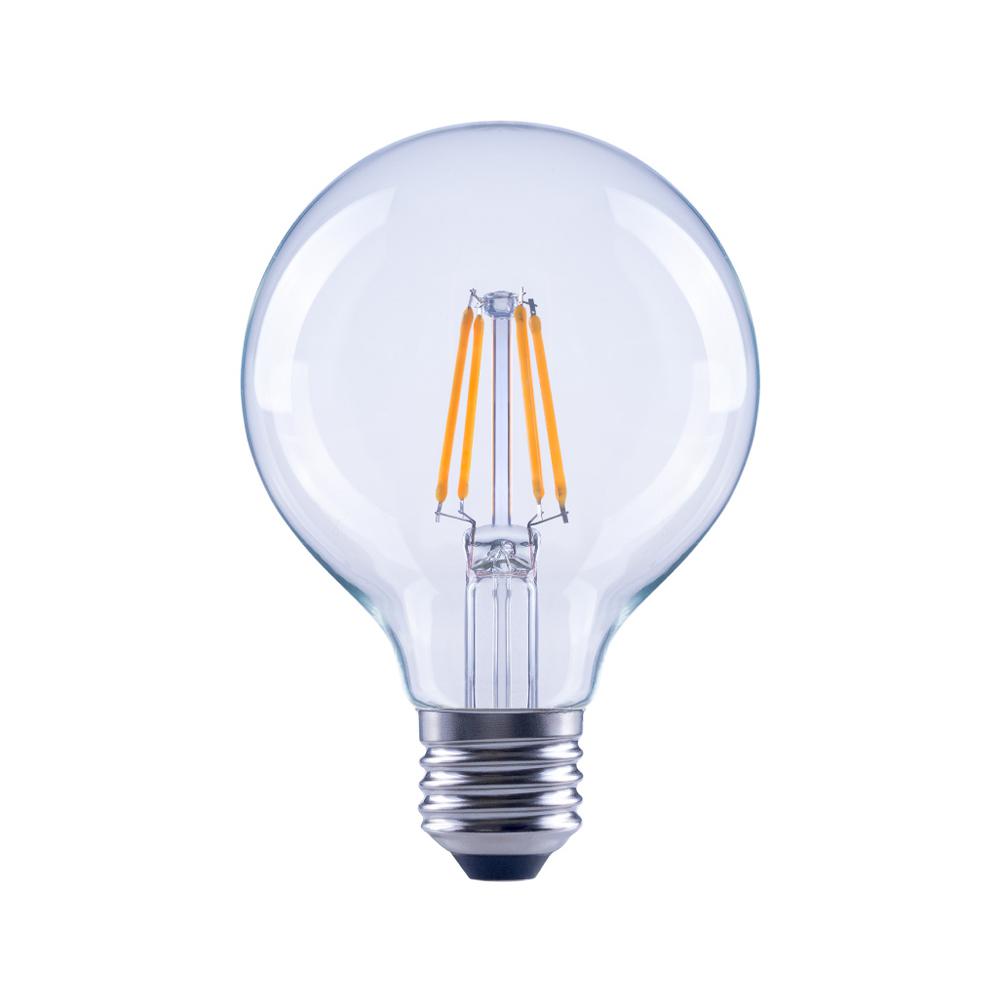 EcoSmart 40-Watt Equivalent G25 Dimmable Energy Star Clear Filament Vintage Style LED Light Bulb Daylight (3-Pack)