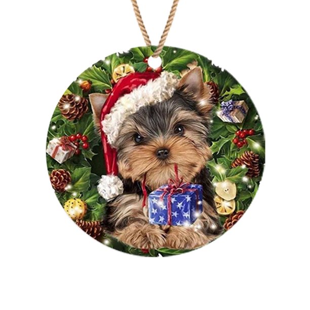 Adornos navideños Navidad Listado de madera Guirnalda de perro Decoración de árbol de Navidad de madera Wmkox8yii gf8850