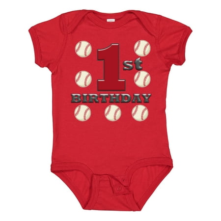

Inktastic First Birthday Baseball Boys Baby Bodysuit