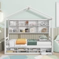 thumbnail image 3 of Twin Floor Bed with Bedside-Shelves, Twin Size Bed Pine Wood Floor Platform Frame with Under Bed Storage Unit, Twin size bed frame with Slats Support, White, 3 of 6