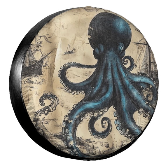 KAKALAD Octopus Spare Tire Cover Universal Vehicle Accessories Buckle Car Tools 14”in