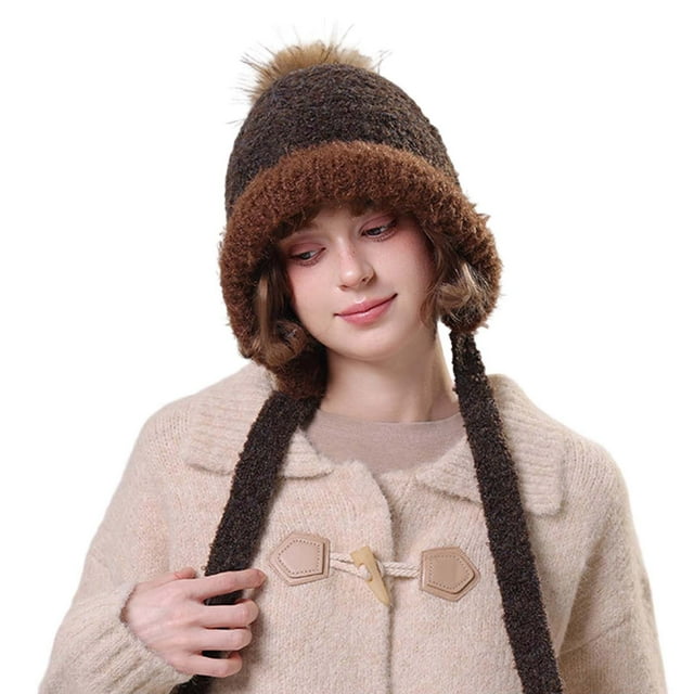 TINZ Bonnet d'Hiver Réversible à Double Couche avec Fermeture à Nouer pour Extérieur Bonnet Thermique pour Homme
