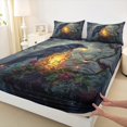 thumbnail image 3 of jejeloiu Bird Animal Raven Full Size Sheets,Colorful Flower Floral Bed Sheets,Magic Animal Firefly Sheet Sets For Children,Breathable Home Decor,4-Piece, 3 of 7