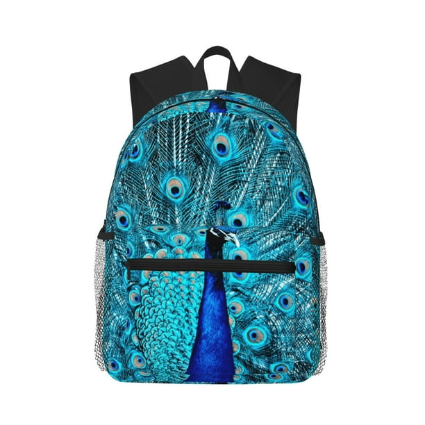 Easygdp Beautiful Blue Peacock Mochila Casual para Portátil, Mochila para Escuela, Viajes, Negocios