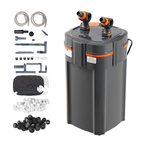 Aquarium Filter 317GPH, 100 Gallon Canister Filter with UV, Quiet Internal Submersible Filter for Fish Tanks, 4-Stage Filtration, Turtle Tank Filter
