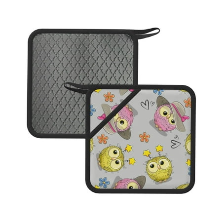 

Matuu Cartoon Owls for Square Silicone Anti-hot Pad for Kitchen Potholders Hot Dishers Spoon Holder