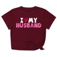 thumbnail image 2 of Lilgiuy Valentines Day Gifts Womens Valentine Round Neck Shirt Fun I LOVE MY HUSBAND Letter Print Short Sleeve Tee Family Holiday T-Shirt Blouse for Carnival Time, 2 of 5