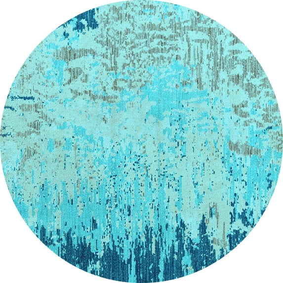 Ahgly Company Indoor Round Abstract Light Blue Modern Area Rugs, 3' Round
