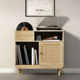thumbnail image 1 of Support Vintage pour Tourne-Disque, Table de Rangement en Bois pour Disques Vinyles avec Porte en Rotin, Armoire Support pour Tourne-Disque avec Rangement, Support d'Imprimante avec Étagères de Rangement Ouvertes, Naturel, 1 of 7