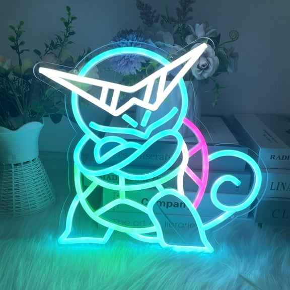 Neonium Turtle Neon Sign Animal Neon Sign Cartoon Wall Light Art Custom Japanese Anime Neon Signs Gift For Her(Blue)