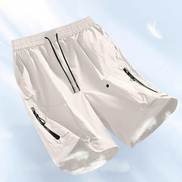 pstuiky Pantalones cortos para hombre, Pantalones cortos de trabajo de pierna recta, holgados y cómodos, de color liso, a la moda para hombre Pantalones cortos cargo