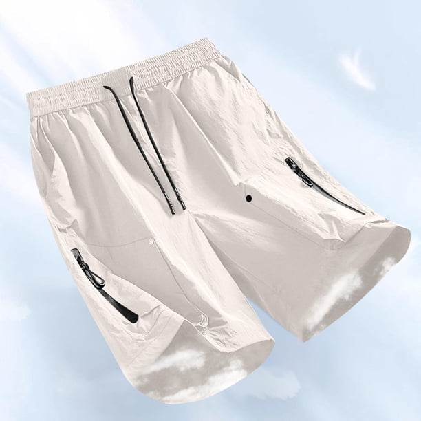 pstuiky Pantalones cortos para hombre, Pantalones cortos de trabajo de pierna recta, holgados y cómodos, de color liso, a la moda para hombre Pantalones cortos cargo