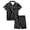 AB77 Black, variant on Bainana Elegant Silk Sleepwear For Boys And Girls Lightning Print Short Sleeve Button Down Shirts And Shorts Pajamas Set Lightweight Comfort Little Kids Homewear Brown 2-3 Years