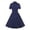 Navy, variant on Women's Notched Collar Single Breasted Solid Color Vintage Dress Short Sleeve Belted Formal Dresses Navy