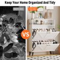 thumbnail image 4 of Garvee Shoe Cabinet, 2 Flip Drawer Shoe Storage Organizer with Open Shelf, Slim Shoe Storage Rack for Entryway, Hallway, Foyer, 4 of 7