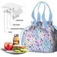 thumbnail image 4 of Boho Bohemia Flower Drawstring Lunch Bag Women - Drawstring Lunch Bag Insulated for Work Office - Stain-Resistant Large Lunchbags for Women with Multi-Pockets, 4 of 6