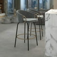 thumbnail image 5 of Contemporary Velvet and Metal 26" Counter Stool Set of 2 Grey and Black and Gold, 5 of 5