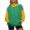 thumbnail image 7 of ATOYSOY Women's Loose Hoodie Tops with Pockets Fashion Long Sleeve Tees Fall Winter Color Block Pullover Workout Casual Shirts Retro Crew Neck Sweatshirts Outwear Green M, 7 of 7