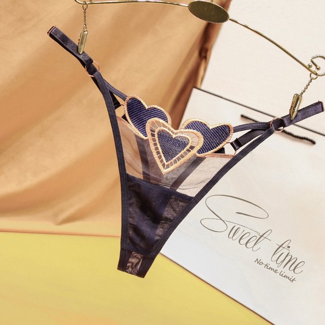 Tanga en forma de corazón para mujer, 2D, linda, gordita, transpirable, cintura baja, cintura fina ajustable, ropa interior