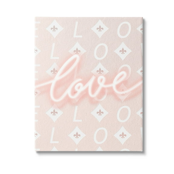 Stupell Industries Pastel Love on Pattern Typography Painting Gallery Wrapped Canvas Art Print Wall Art, 16 x 20
