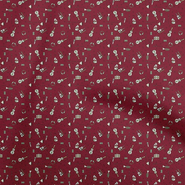 oneOone Tissu en Coton Bordeaux pour Instruments de Musique Tissu pour Robe Tissu Imprimé au Mètre 42 Pouces de Large