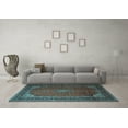 thumbnail image 3 of Ahgly Company Indoor Square Medallion Light Blue Traditional Area Rugs, 6' Square, 3 of 4